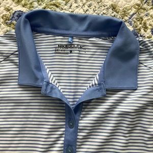 NIKE GOLF Blue and White Striped Sleeveless Top Size Large